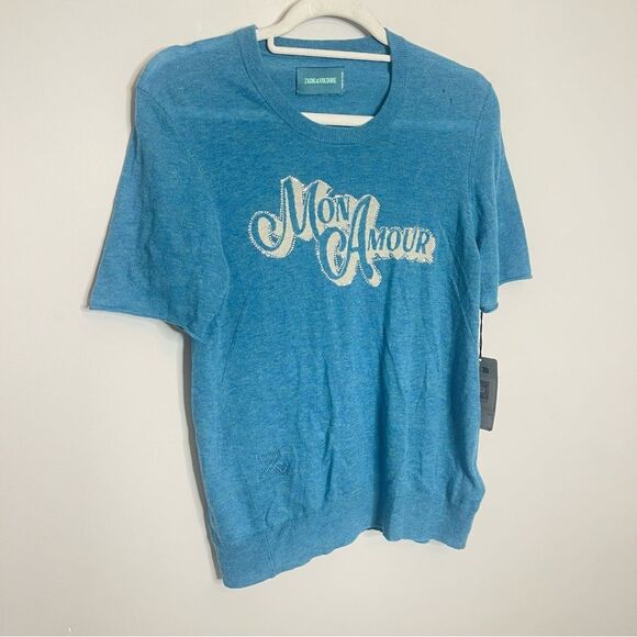 $348 ZADIG & VOLTAIRE Ida Diamante Amour Cashmere Sweater NWT FLAWED - Picture 9 of 14